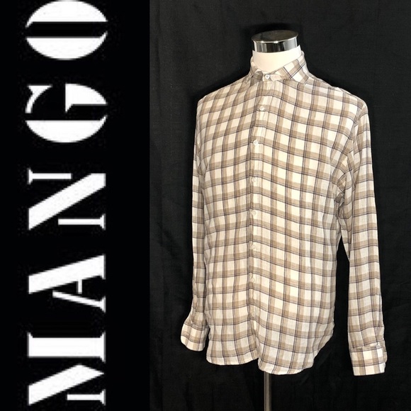 H.E. By MANGO Spread Collar Dress Shirt Size M - Picture 1 of 8